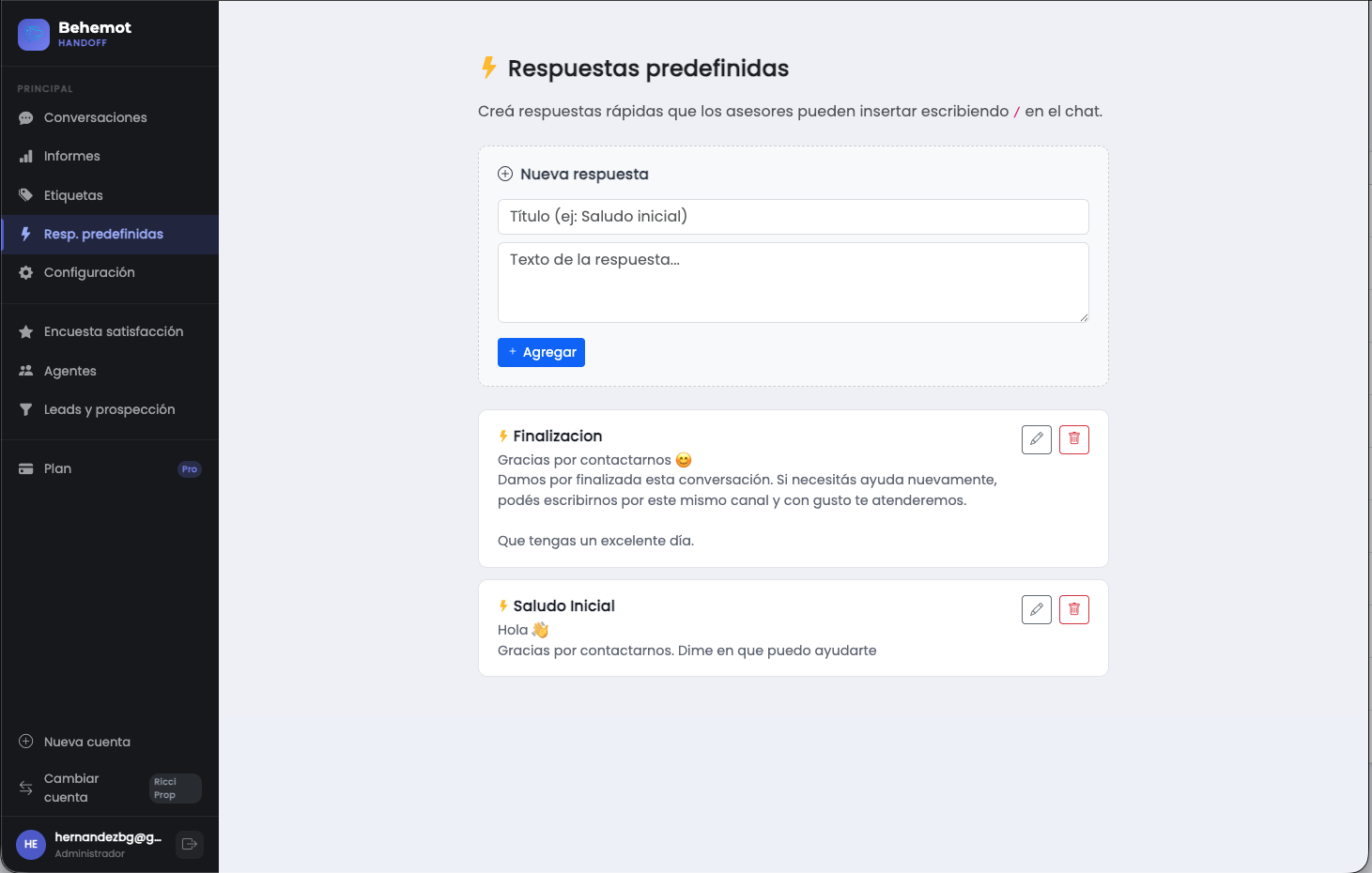 Respuestas predefinidas Behemot